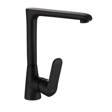Battery sink kitchen high rotary spout siros black invena, фото