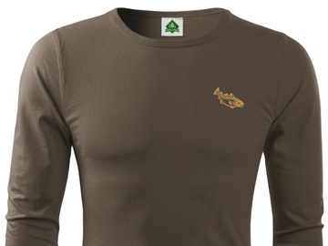 Fishing t-shirt з sleeve imprint wood chip size. s, фото