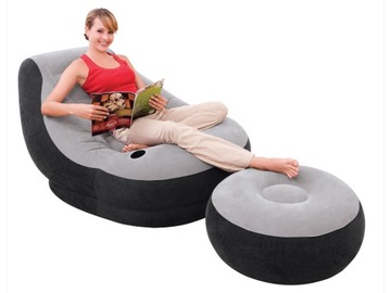 Seat inflatable velor pufa+ footrests intex, фото