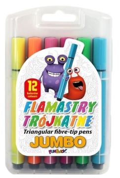 Flamastry Jumbo trójkątne 12k w plastikowym pudełk