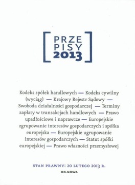 PRZEPISY 2013 PRAWO GOSPODARCZE I HANDLOWE KODEKS SPÓŁEK HANDLOWYCH