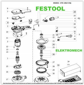 FESTOOL УПЛОТНИТЕЛЬНОЕ КОЛЬЦО, ПЛАСТИНА ETS 150 701156