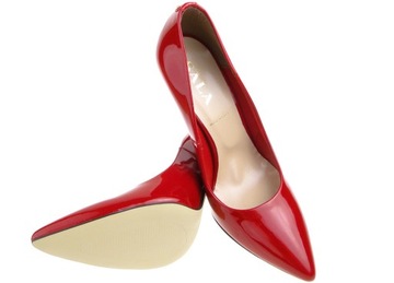 SALA buty czółenka 1504-88 czerwone lakier 35