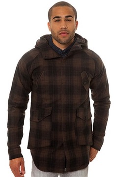 COMUNE BRANTON DARK OLIVE CHECKERED HOODED JACKET