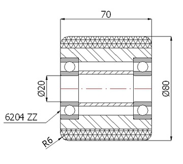 80x70 ROLKA 80x70mm do WÓZKA PALETOWEGO rolki PALECIAKA