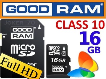 КАРТА GOODRAM MICROSD 16 ГБ MICRO CL10 + АДАПТЕР SD