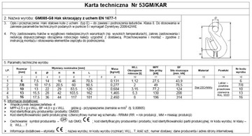 1 КРЮК ДЛЯ УКРОТКИ С УШИНОЙ 6 мм КЛАСС 8 EN 1,12T