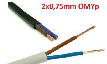 PRZEWÓD KABEL SIECIOWY PRĄDOWY 230V 2x0.75mm OMYp