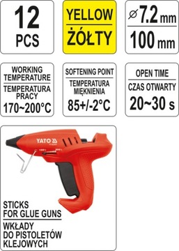 КЛЕЙ-РАСПЛАВ ДЛЯ ПИСТОЛЕТА, ЖЕЛТЫЙ, 12 ШТ.