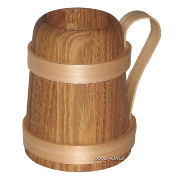 Drewniany kufel do piwa wąski