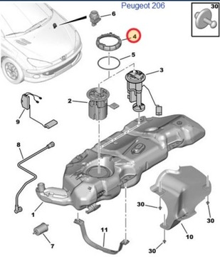 НОВАЯ ГАЙКА ТОПЛИВНОГО НАСОСА CITROEN C2 C3 C4 C5 C6