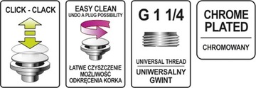 АВТОМАТИЧЕСКАЯ КРЫШКА G5/4 CLICK CLACK РАКОВИНА