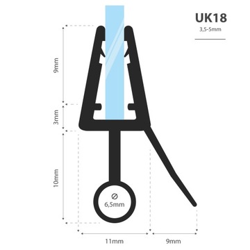 Uszczelka kabiny prysznicowej 50cm 3,5 5 mm UK18