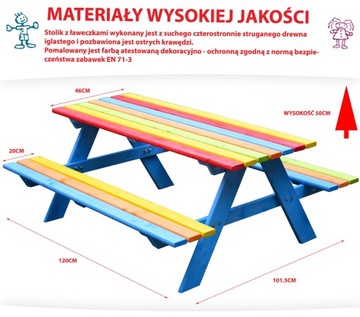 STOLIK Z ŁAWECZKAMI DLA DZIECI PIASKOWNICA 120CM