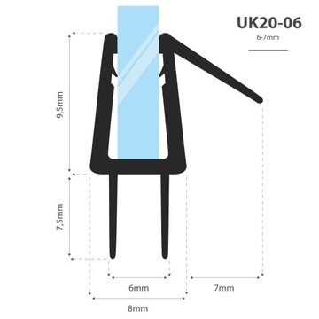 Уплотнитель для душевой кабины 200см 6 7 мм UK20