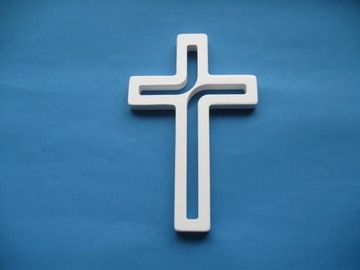 Krzyż wiszący drewniany biały 24,5 cm JB 1B