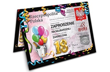 Party zaproszenie zaproszenia 18urodziny ZAPP18-M1