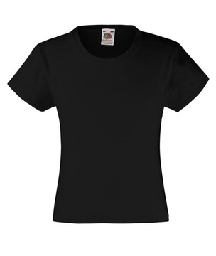 Fruit of the Loom koszulka t-shirt Girls Blac 9-11