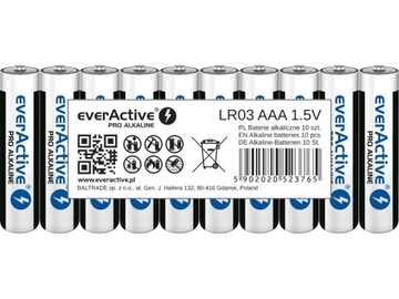 10x BATERIE LR03 AAA BATERIA ALKALICZNA EverActive