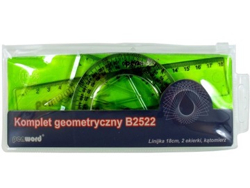 ZESTAW KOMPLET GEOMETRYCZNY 18CM 2 X EKIERKA ETUI