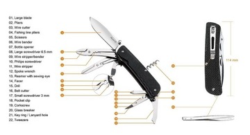 Нож карманный Ruike LD41-B, многофункциональный, черный