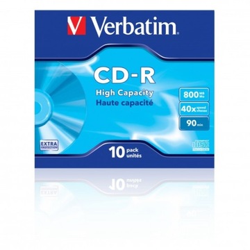 VERBATIM CD-R 800МБ 40X ВЫСОКОЙ ЕМКОСТИ 90мин 10шт!