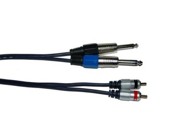 Kabel 2 x wtyk RCA / 2 x wtyk 6,3 mono, 3m