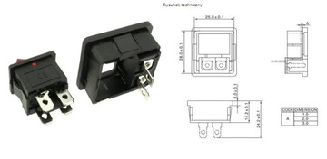 Gniazdo zasilające AC ósemka przełącznik