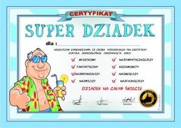 dyplom SUPER DZIADEK prezent dzień dziadka