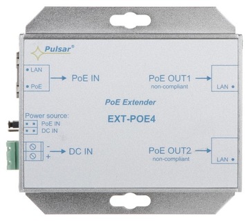 Удлинитель PoE Pulsar EXT-POE4 — 1 вход PoE, 2 выхода PoE