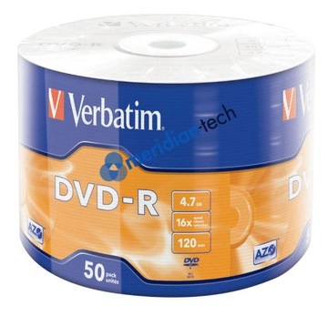 VERBATIM DVD-R диски 4,7ГБ 16x100шт серебро AZO