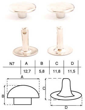 Заклепка для кожевенного дела N7 13х12мм Заклепки 20 шт.