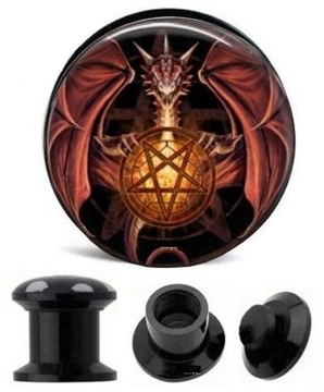 PLUGI AKRYLOWY TUNEL PLUG DRACO PENTAGRAM 6 mm