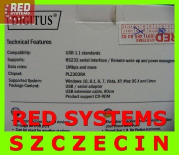 Адаптер Digitus USB RS232 COM Последовательный WIN 7 8 10