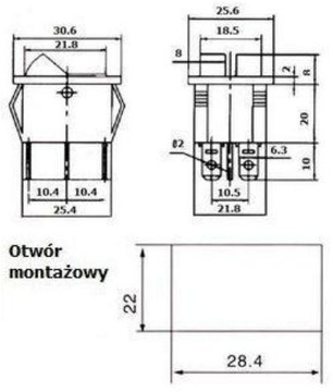 Przełącznik podświetlany AC podwójny niebieski 1C