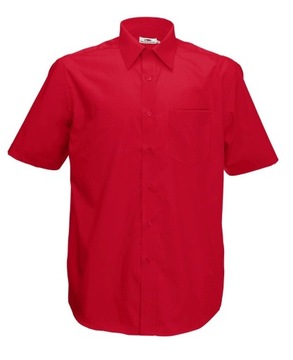 Koszula męskaMen Poplin Short Sleeve Shirt Red XL ost