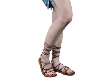 Римские кожаные сандалии с римскими туфлями BRAND коричневого цвета № 35.