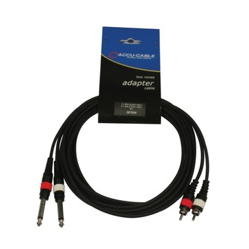 Kabel 2x Duży Jack 6.3 Mono - 2x Cinch RCA 3m