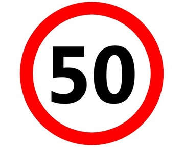 Naklejka na samochód ograniczenie prędkości 50km/h