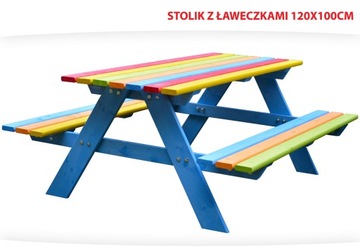 STOLIK Z ŁAWECZKAMI DLA DZIECI PIASKOWNICA 120CM