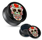 TUNELE PLUG AKRYLOWY TUNEL GWINT WEW. SKULL 14 mm