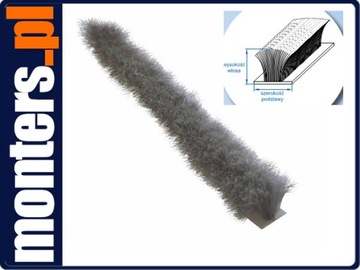 Вставной щеточный уплотнитель, ширина 4,8х6мм, серый 1м.