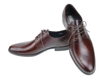 Eleganckie brązowe półbuty wizytowe krata 6184 43