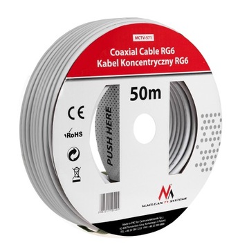KABEL PRZEWÓD KONCENTRYCZNY ANTENOWY RG6U 50 M 50m