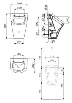 Писсуар ROCA NEXO A35364K000 сифон бачок Schell