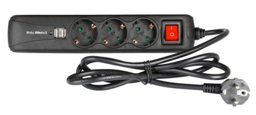 Удлинитель Adam Hall 3 розетки + 2 x USB