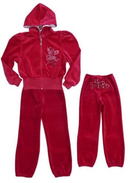 MK Polski Dres z bawełnianego weluru dziecięcy R.98 malinowy
