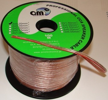 KABEL PRZEWÓD DO TAŚM LED GŁOŚNIKOWY 2x0,2mm 2m