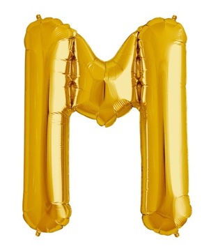 ZŁOTY BALON W KSZTAŁCIE LITER 75 CM ZŁOTA LITERA M
