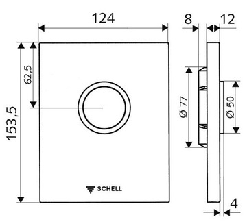 Скрытый бачок для писсуара, кнопочный блок BOX SCHELL